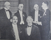 Annual Dinner 1936. Seated Lord Provost Nimmo and Principal Guest Lord MacGregor Mitchell. Standing Mr D How, Moderator J A G Sinclair, Ex Moderator Robert Campbell and Secretary R A Cochrane